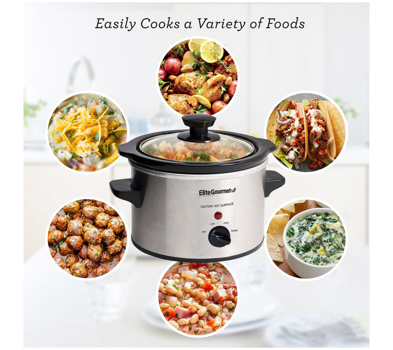 Elite Cuisine 1.5-Quart Mini Slow Cooker in Stanless Steel — View 6