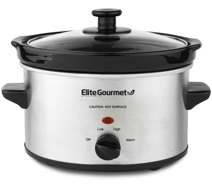 Elite Gourmet 2 Qt Oval Stainless Steel Slow Cooker