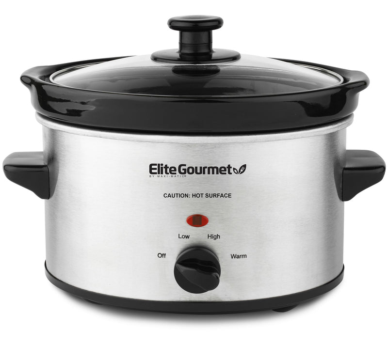 Elite Gourmet 2 Qt Oval Stainless Steel Slow Cooker — Main view