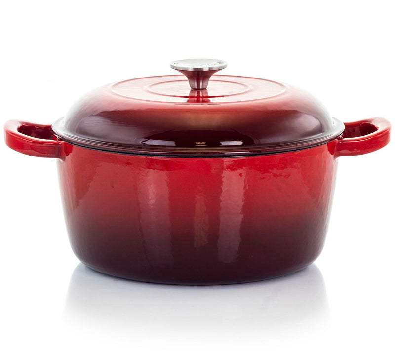 MegaChef 5-qt Round Enameled Cast Iron Casserole and Lid — View 5