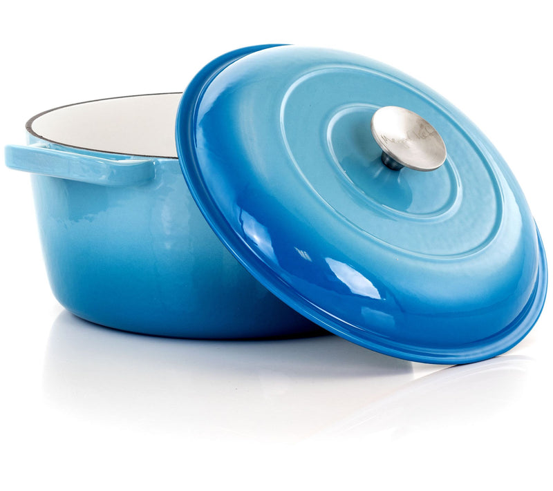 MegaChef 5-qt Round Enameled Cast Iron Casserole and Lid — View 6