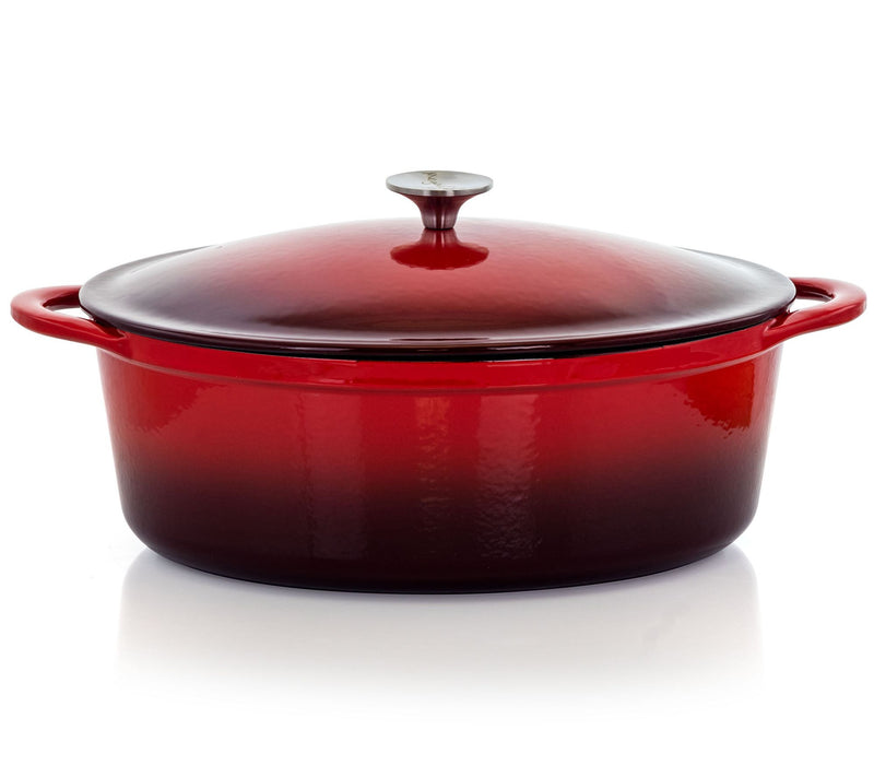 MegaChef 7-qt Oval Enameled Cast Iron Casserole — View 5