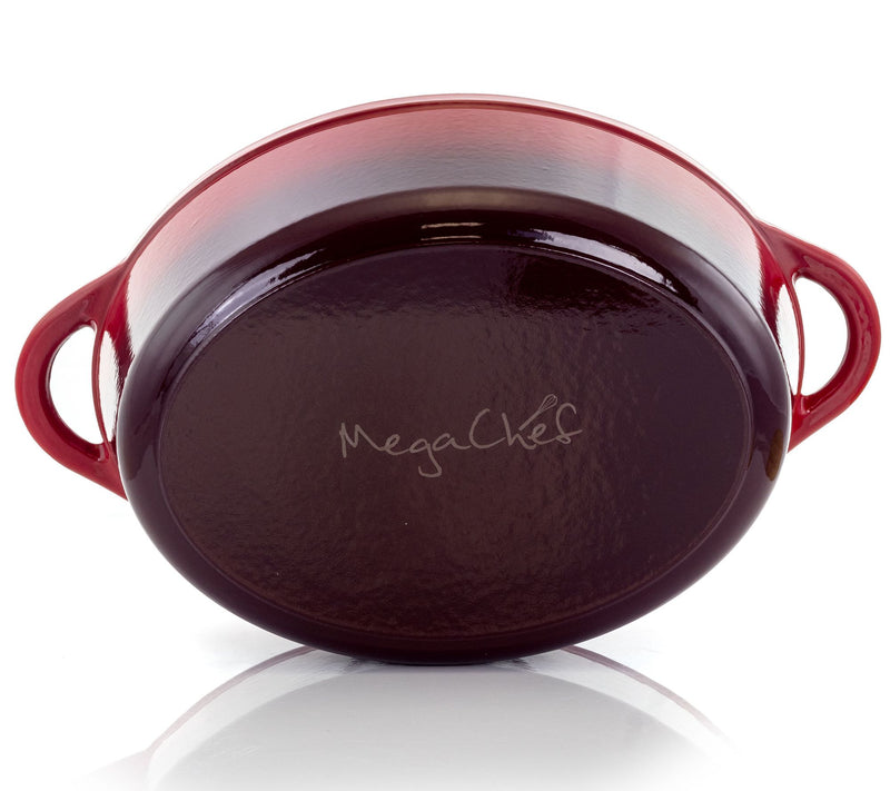 MegaChef 7-qt Oval Enameled Cast Iron Casserole — View 9