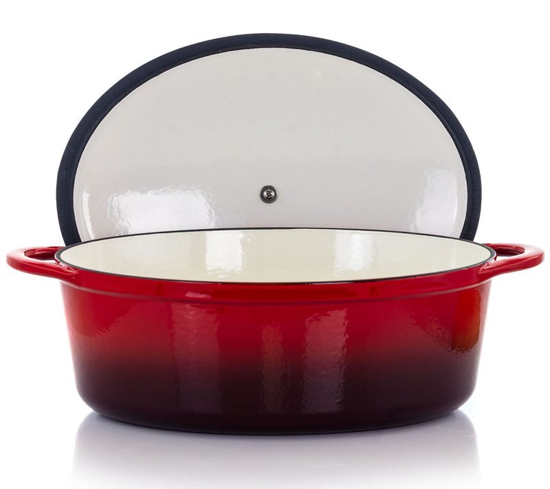 MegaChef 7-qt Oval Enameled Cast Iron Casserole — View 6