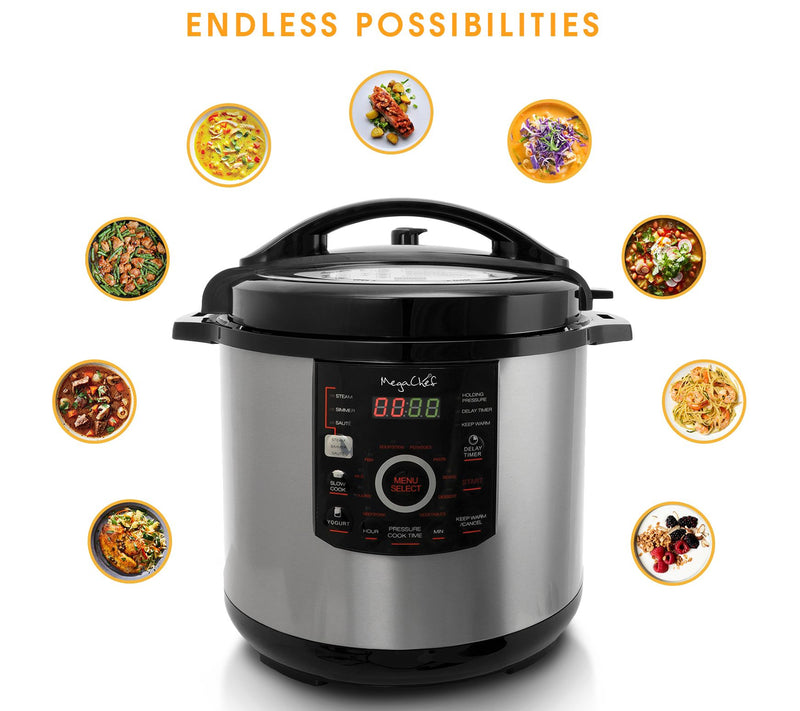 MegaChef 12-Quart Steel Digital Pressure Cooker — View 2