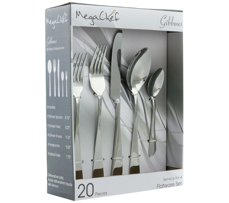 MegaChef Gibbous 20-Piece Flatware Utensil Setin Silver — Main view