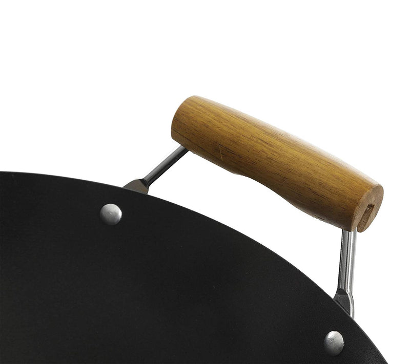 Kenmore 14" Flat Bottom Carbon Steel Wok with Wooden Handles — View 5