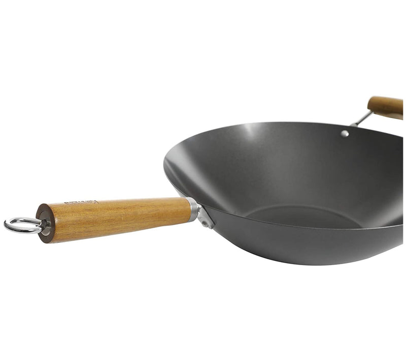 Kenmore 14" Flat Bottom Carbon Steel Wok with Wooden Handles — View 2
