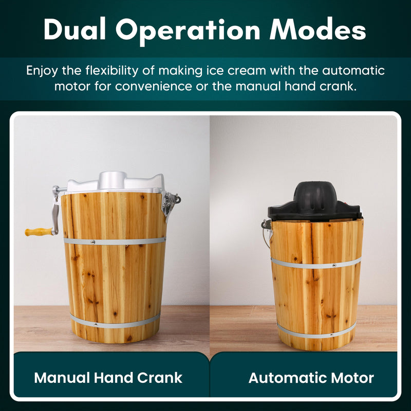 Elite Gourmet 6-Qt Old Fashioned Pine Bucket Ice Cream Maker — View 6