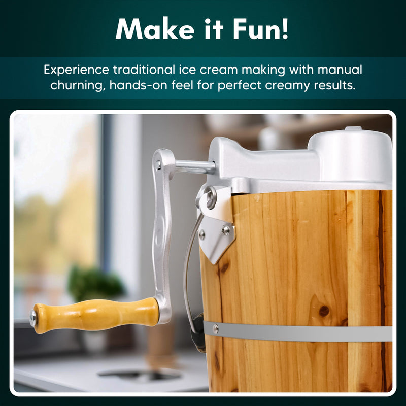 Elite Gourmet 6-Qt Old Fashioned Pine Bucket Ice Cream Maker — View 5