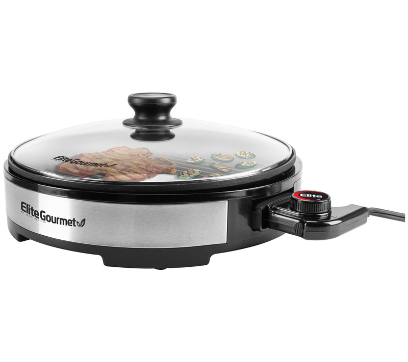 Elite Gourmet 12" Deluxe Indoor Grill with Lid — View 2