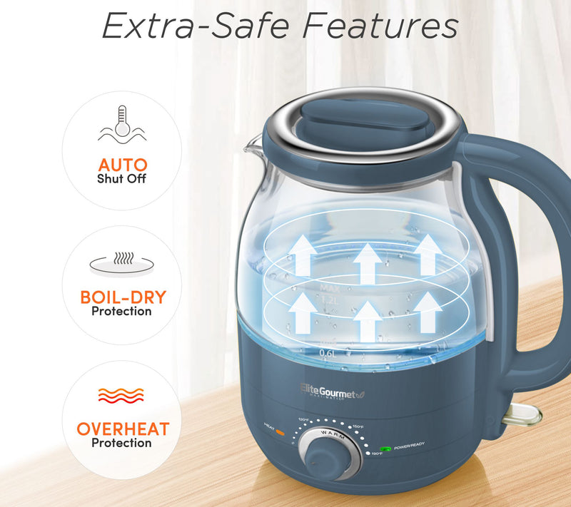 Elite Gourmet 1.2L Electric Honeypot Glass Kettle — View 12