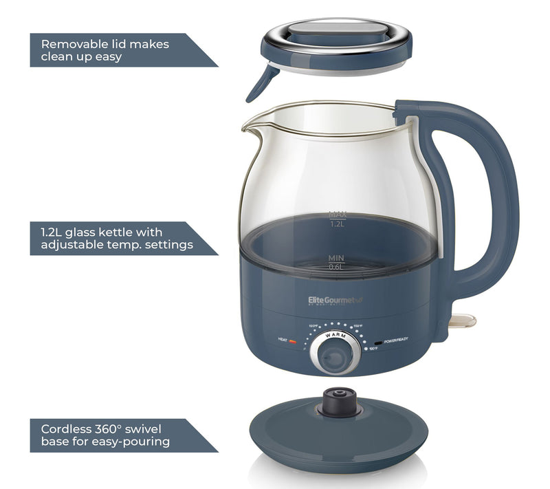 Elite Gourmet 1.2L Electric Honeypot Glass Kettle — View 8