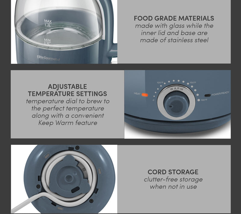 Elite Gourmet 1.2L Electric Honeypot Glass Kettle — View 11