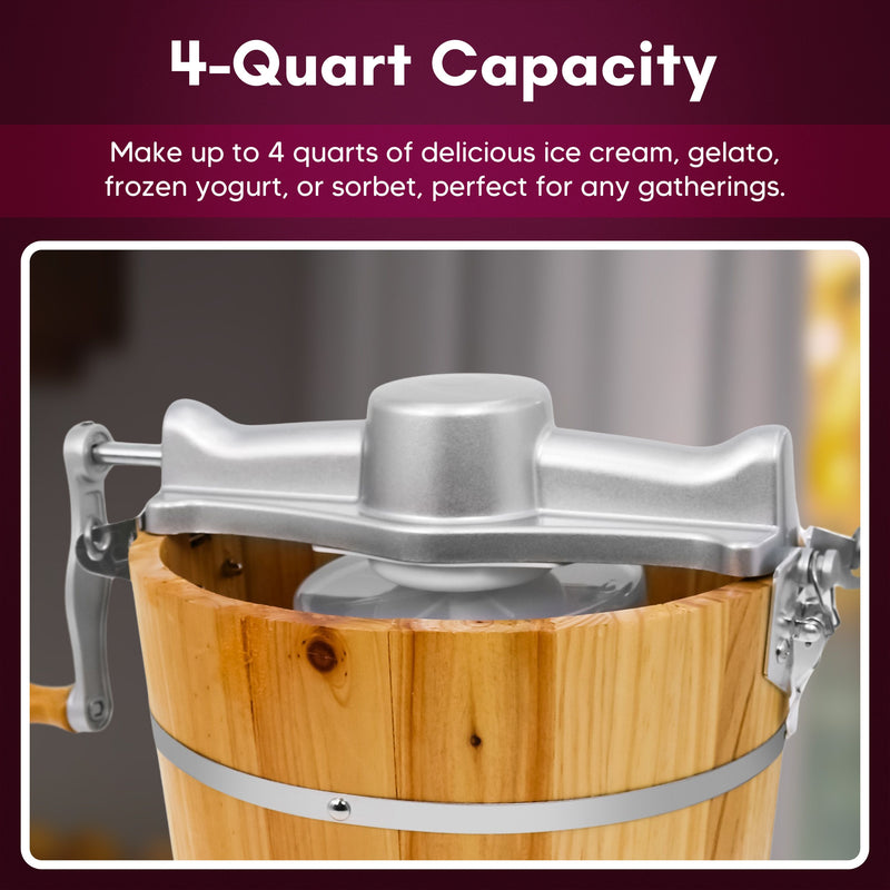 Elite Gourmet 4-Qt Old Fashioned Pine Bucket Ice Cream Maker — View 2