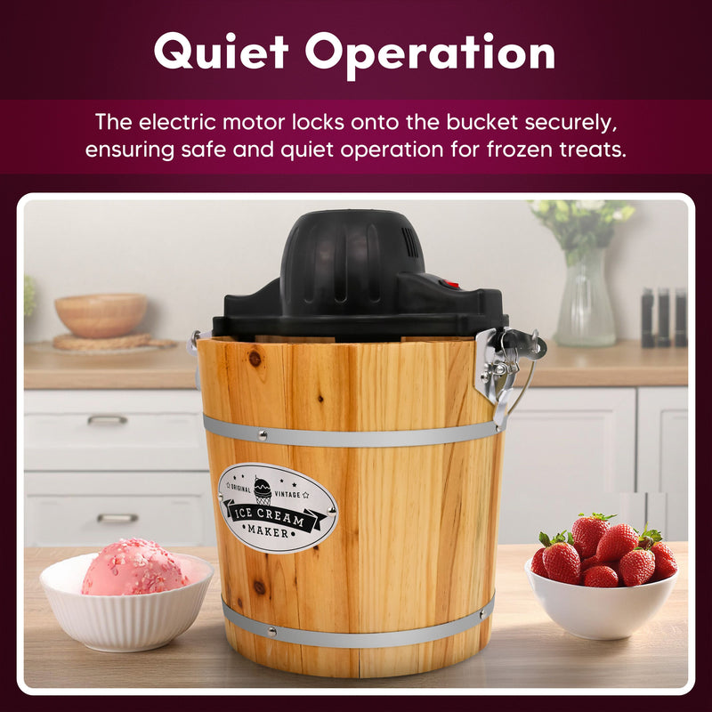 Elite Gourmet 4-Qt Old Fashioned Pine Bucket Ice Cream Maker — View 3