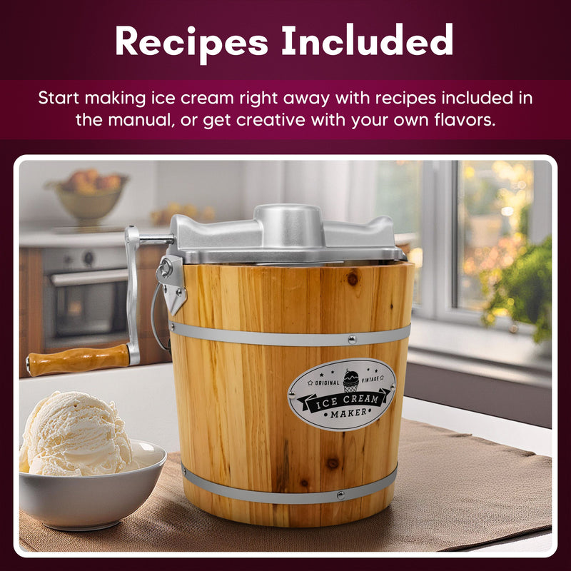 Elite Gourmet 4-Qt Old Fashioned Pine Bucket Ice Cream Maker — View 4