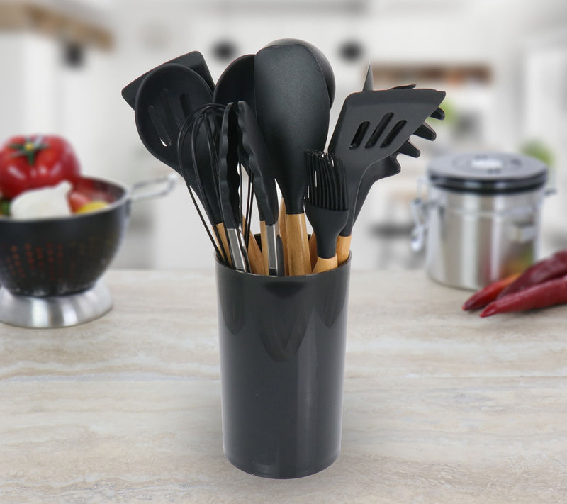 MegaChef 12 Piece Silicone & Wood Utensil Set — View 14