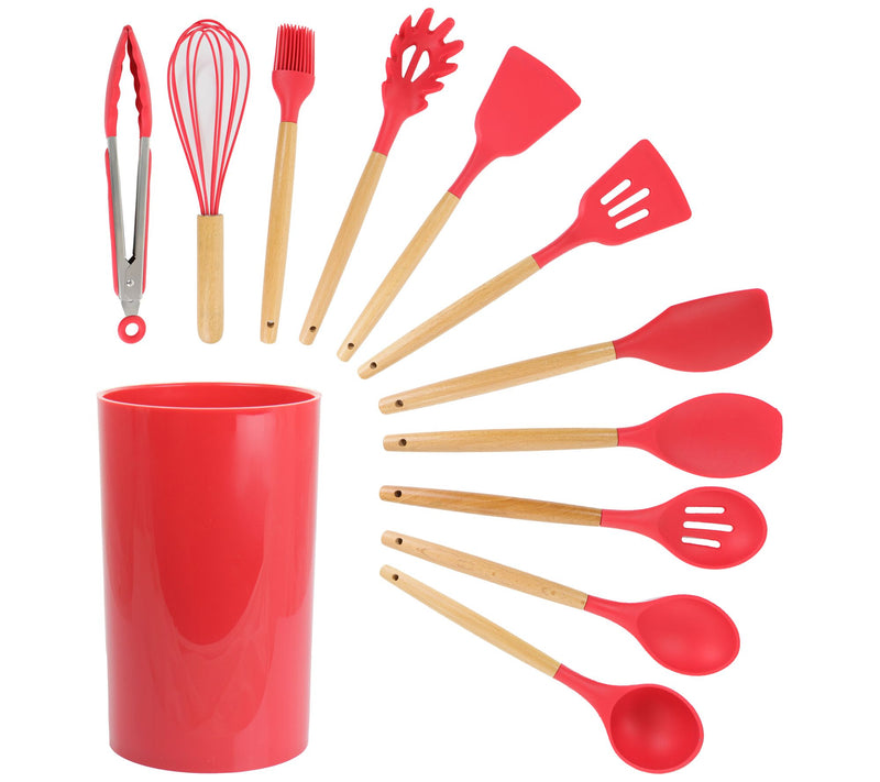MegaChef 12 Piece Silicone & Wood Utensil Set — View 9