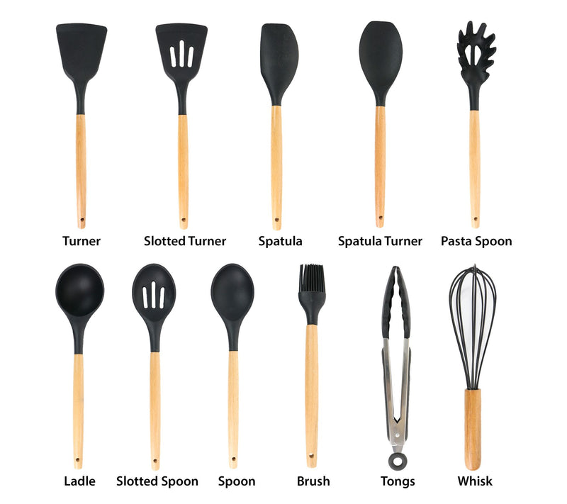 MegaChef 12 Piece Silicone & Wood Utensil Set — View 10