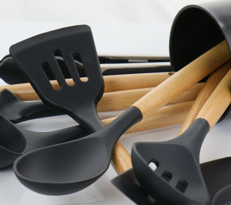 MegaChef 12 Piece Silicone & Wood Utensil Set — View 13