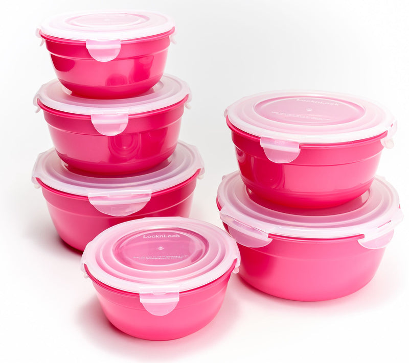 LocknLock 6-Piece Nesting Bowl Storage Set with Color Body — View 2