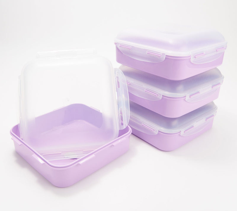 LocknLock Set of 4 Square Storage Containers with Dome Lids — View 86