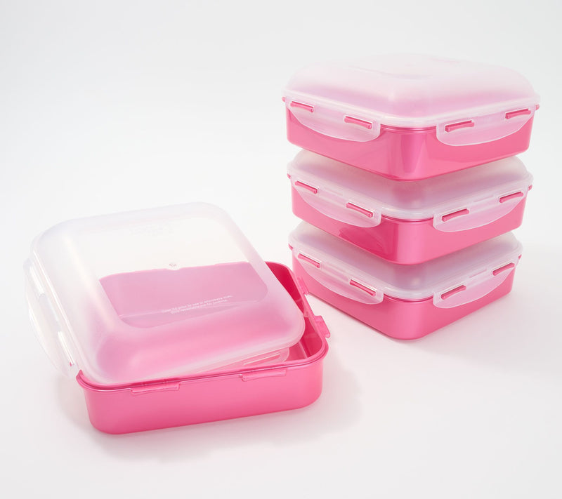 LocknLock Set of 4 Square Storage Containers with Dome Lids — View 100