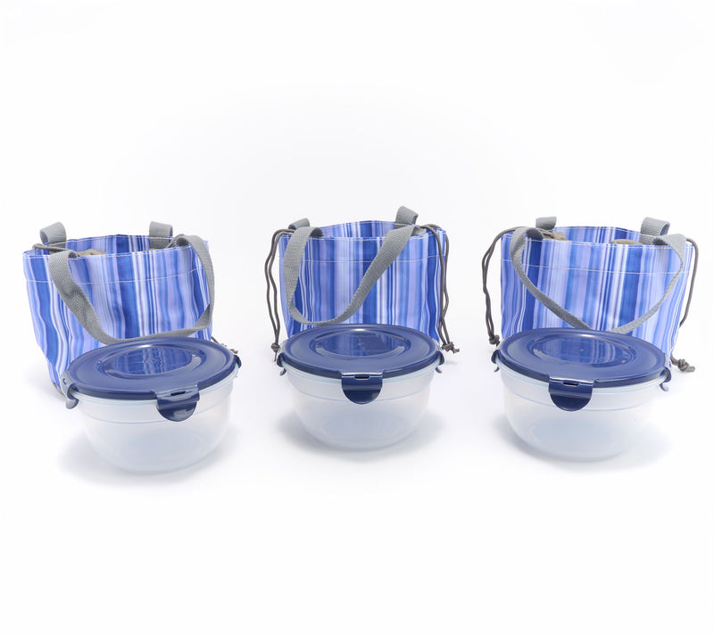 LocknLock Set of 3 Mini Tote Bags with (3) 4-Cup Bowls — View 30