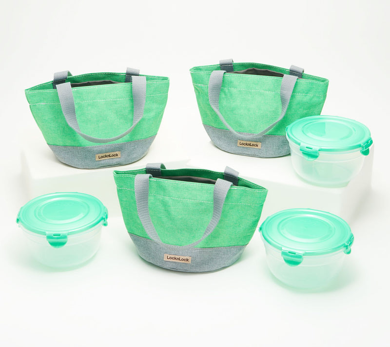 LocknLock Set of 3 Mini Tote Bags with (3) 4-Cup Bowls — View 8