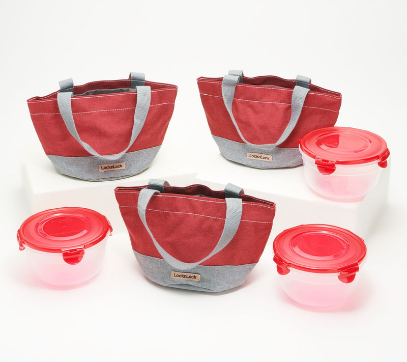LocknLock Set of 3 Mini Tote Bags with (3) 4-Cup Bowls — View 14