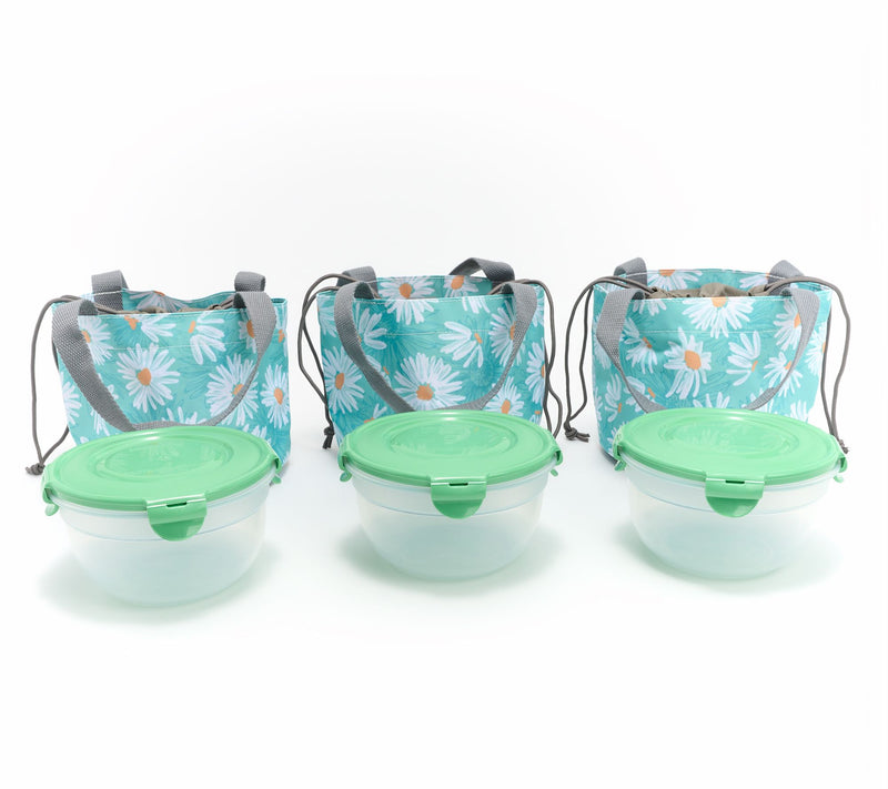 LocknLock Set of 3 Mini Tote Bags with (3) 4-Cup Bowls — View 33