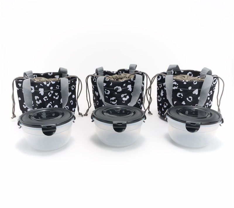 LocknLock Set of 3 Mini Tote Bags with (3) 4-Cup Bowls — View 34
