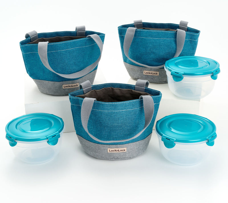 LocknLock Set of 3 Mini Tote Bags with (3) 4-Cup Bowls — View 21