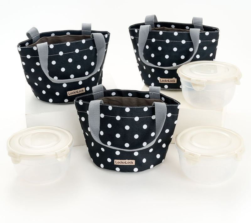 LocknLock Set of 3 Mini Tote Bags with (3) 4-Cup Bowls — View 15
