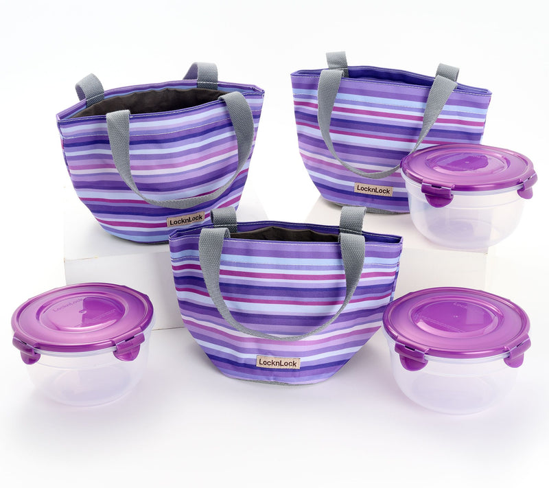 LocknLock Set of 3 Mini Tote Bags with (3) 4-Cup Bowls — View 19