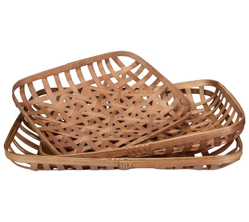 Northlight Set of 3 Brown Rectangular Tobacco T abletop Basket — Main view