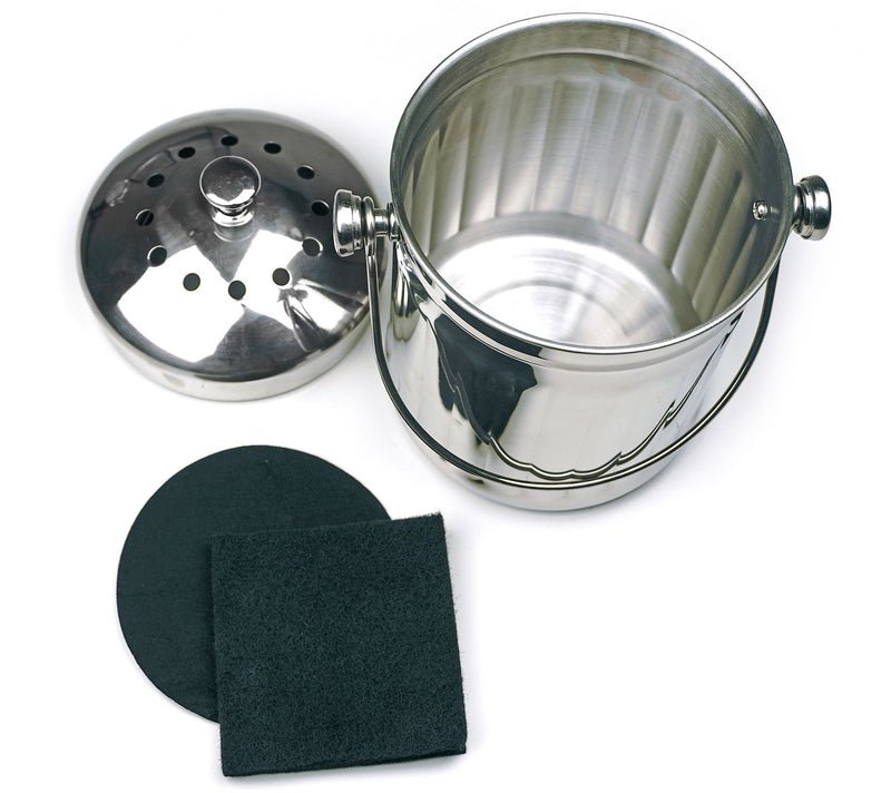 RSVP Half Gallon Stainless Steel Compost Pail — View 5