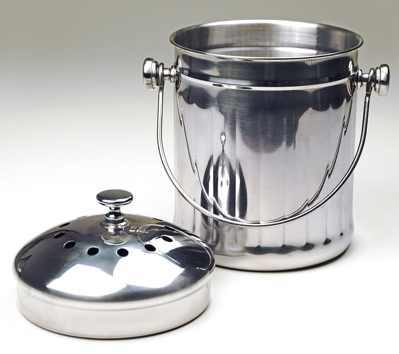 RSVP Half Gallon Stainless Steel Compost Pail — View 4