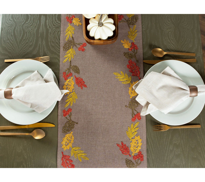 Design Imports 14" x 108" Shimmering Leaves Tabe Runner — View 9