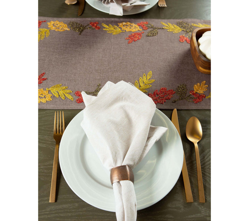 Design Imports 14" x 108" Shimmering Leaves Tabe Runner — View 8