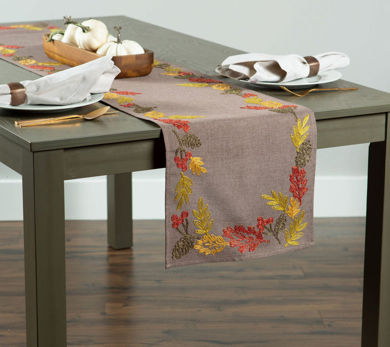 Design Imports 14" x 108" Shimmering Leaves Tabe Runner — View 7