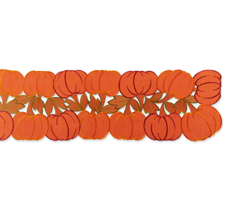 Design Imports 14" x 108" Embroidered Pumpkinsble Runner — View 2