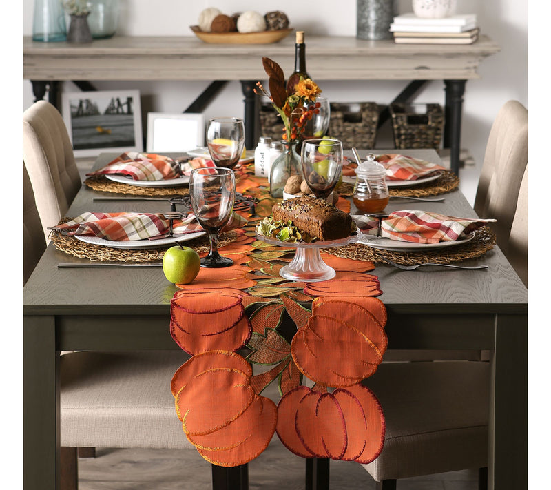 Design Imports 14" x 108" Embroidered Pumpkinsble Runner — View 7