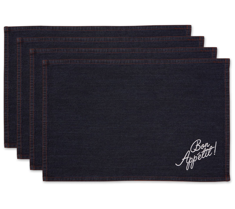 Design Imports Set of 4 Bon Appetit Denim Place mats — Main view