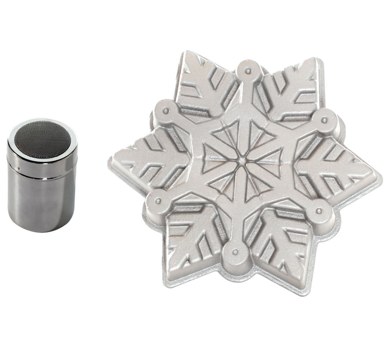 Nordic Ware Snowflake Cakelet Pan and Duster — Main view