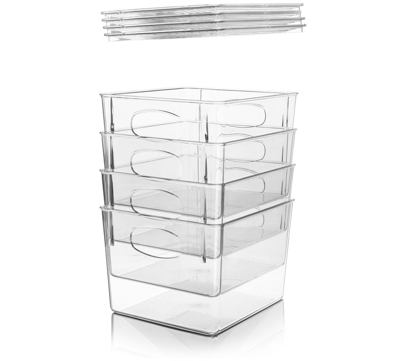 Sorbus 4 Pack Clear Fridge Bins With Handle and Lid — View 4