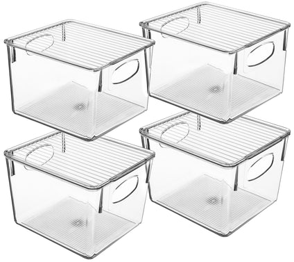Sorbus 4 Pack Clear Fridge Bins With Handle and Lid