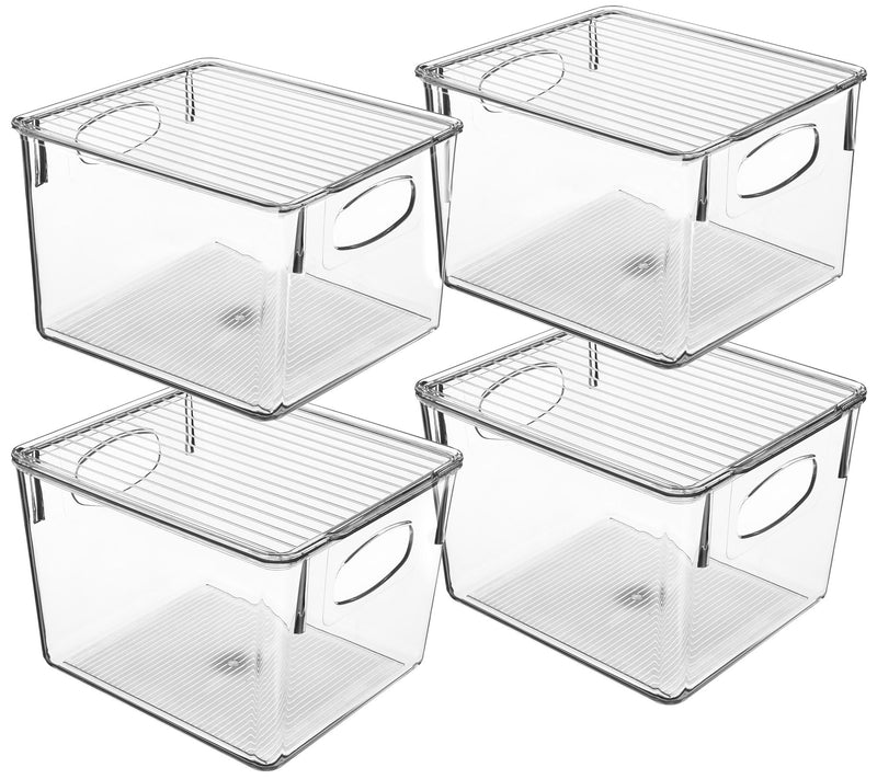 Sorbus 4 Pack Clear Fridge Bins With Handle and Lid — Main view
