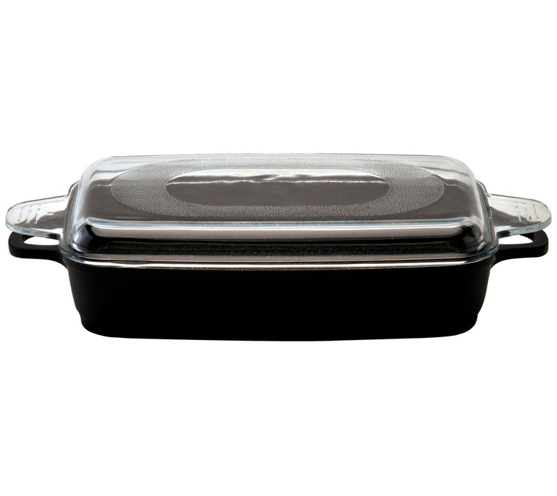 BergHOFF Scala 4.9 Qt. Cast Aluminum Roasting Pan w Glass Lid — View 3